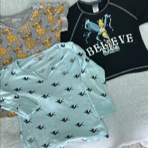 3 DISNEY TEES including Jerry Leigh Black Tinkerbell Disney Tee. Smalls